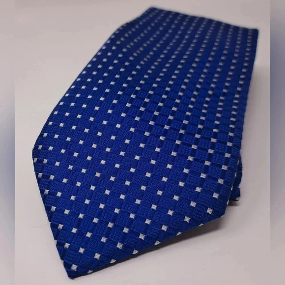Donald Trump Signature Collection Men's Tie Neck Tie Blue Square Dotted Silk 58" - Picture 3 of 13